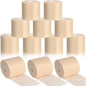 12 Rolls Pre Wrap Athletic Tape Bulk Underwrap Athletic Tape Foam Sports Wrap for Wrists Hands Ankles Knees Headbands Soccer Football Baseball Gymnastics Fitness(Skin Color)
