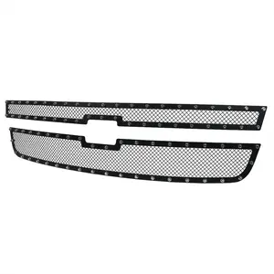 2005-2007  Chevrolet Silverado Rivet Style Black Stainless Steel 2PC Mesh Grille Insert