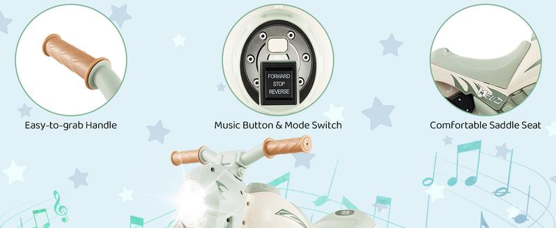 Costzon Electric Bubble Car, 6V Battery Powered 3 Wheel Motorcycle with Bubble Maker, Music, LED Headlight, Forward & Backward, Christmas Festival Gift Black Friday Cyber Monday