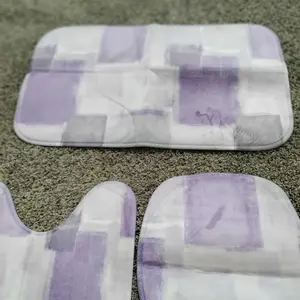 Bathroom Rugs Sets 3 Piece with Toilet Cover U Shaped Toilet Rug