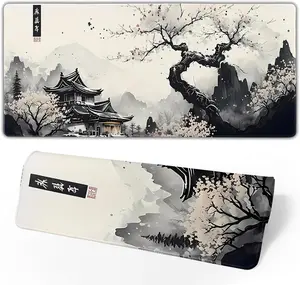 40x90cm Japanese Mouse Pad, Large Japanese Desk Mat, Anime Gaming Keyboard Mat, Non-Slip Rubber Base, Big Extended Desk Protector for Home Office