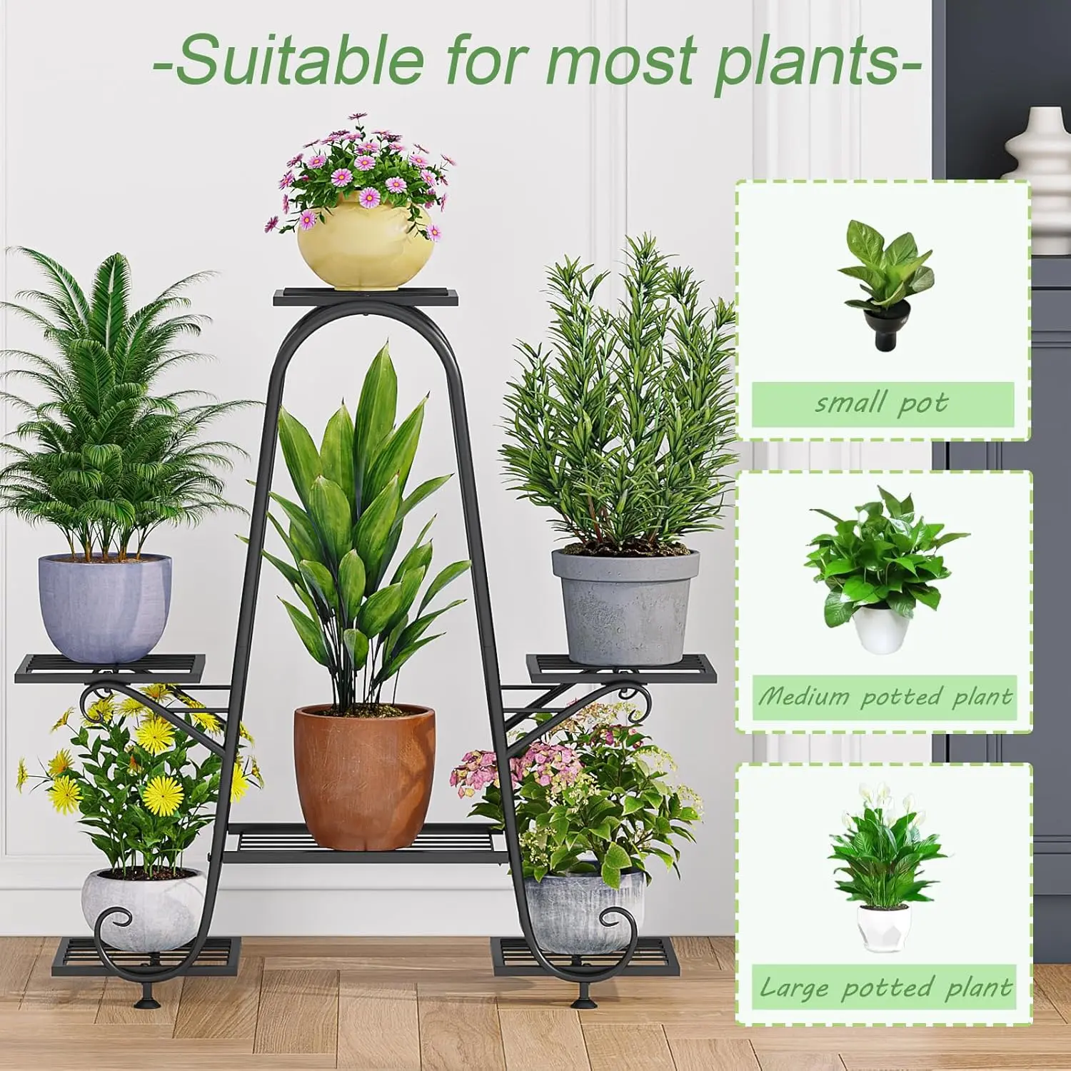 Metal Plant Stand 4 Tiers, Plant Rack Indoor and Outdoor Flower Pot Rack  Display Stand- Wrought