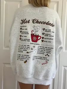 Hot Chocolate Recipe Christmas Embroider Sweatshirt
