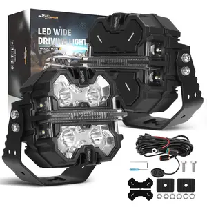 LED Driving Light Pods 5inch 270° Spot Beam DRL White Amber Off Road Lights