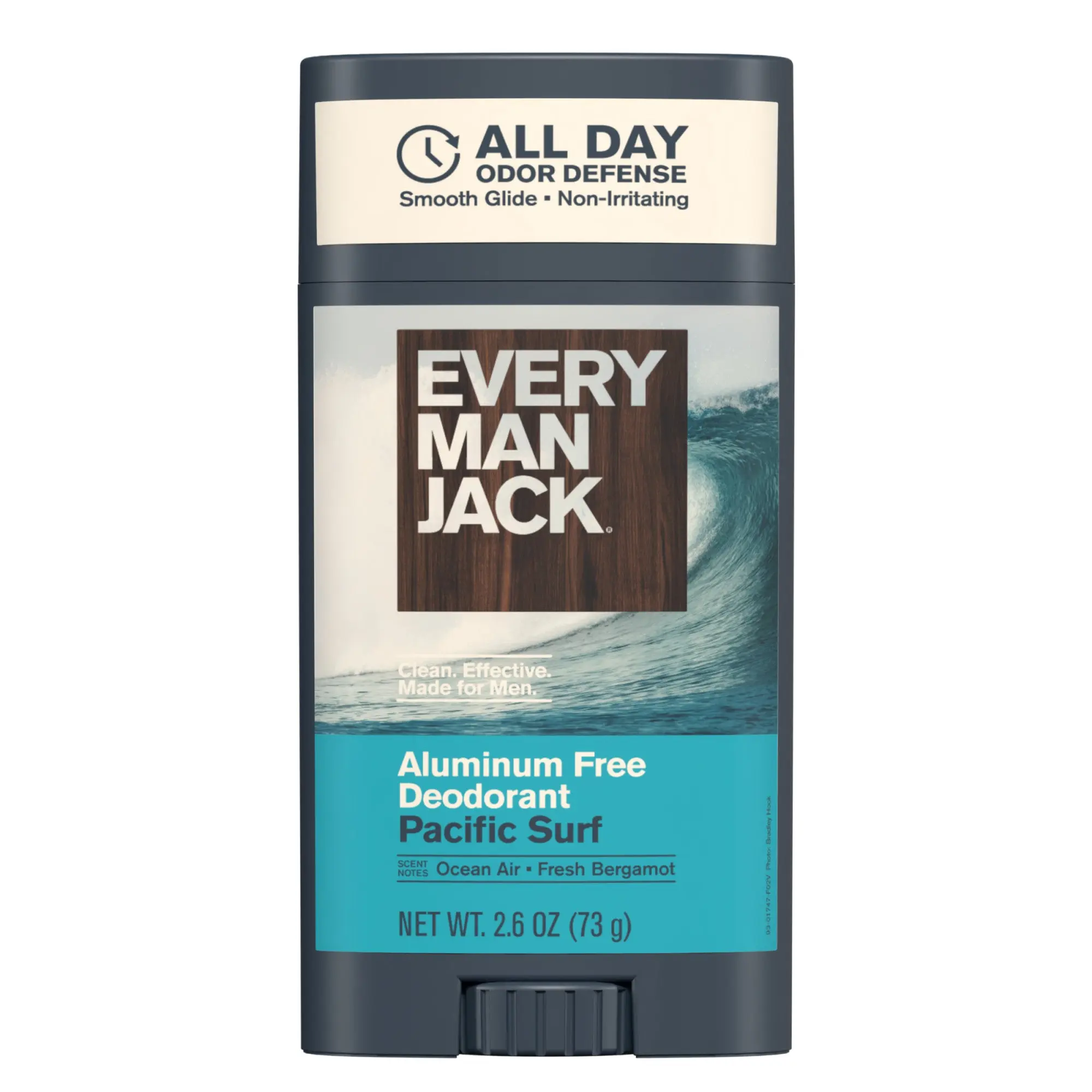 Every Man Jack Men's Deodorant - 48-Hour Odor Defense Blend - Aluminum Free - Contains Postbiotics, Tapioca Starch & Oat Powder, 2.6 oz