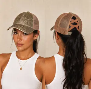C.C Criss-Cross Glitter Mesh Baseball Cap for Women