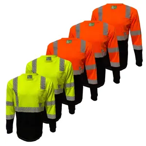 5 PACK SHIRT CLASS III Hi visibility reflective safety shirt left hand pocket with heat transfer reflector