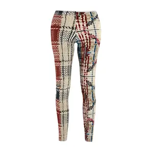 Knitted Scottish Tartan Plaid Women's Cut & Sew Casual Leggings (AOP)