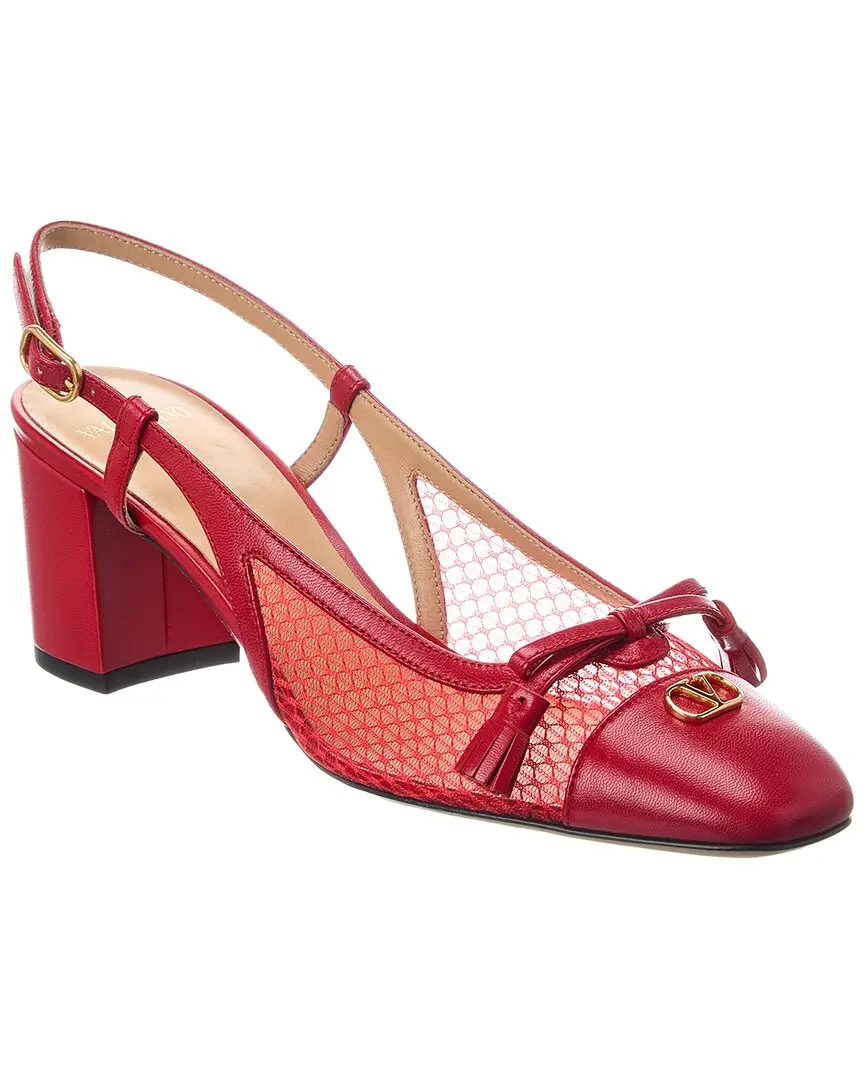 Valentino Valet Du Roi 60 Mesh & Leather Slingback