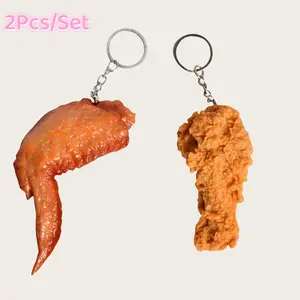 Imitation Fried Chicken Nuggets Keychain Chicken Leg Wing Creative Keyring Funny Accessories for Backpack