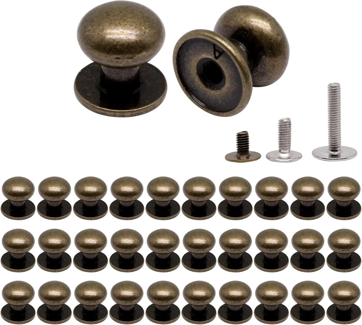 32 count Mini Drawer Pulls, 0.37inch Small Knobs for  Box, Metal Round  Knobs Mini Knobs Handles for  Case Drawer Cabinets Closet Cupboard (Bronze)