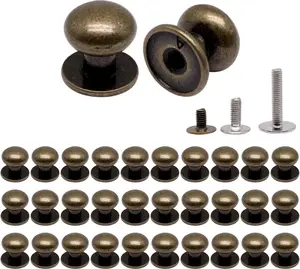 32 count Mini Drawer Pulls, 0.37inch Small Knobs for  Box, Metal Round  Knobs Mini Knobs Handles for  Case Drawer Cabinets Closet Cupboard (Bronze)