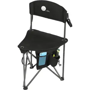 Quick Folding Tripod Stool with Backrest Fishing Camping Chair with Carry Strap