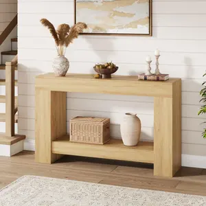 47 inch Farmhouse Console Table,2-Tier Long Console Table, Large Sofa Table with Storage Shelf, Entryway Entry Table for Living Room, Entryway, Entrance, Hallway,Multiple Colors