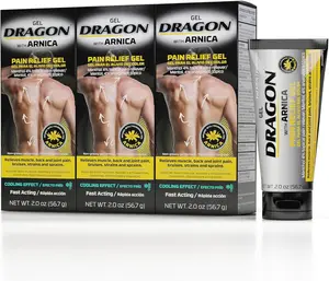 Dragon External Pain Relief Gel with Arnica for Muscle, 3 Pack, Back & Joint Pain, Bruises, Strains and Sprains, 2 Oz - 3 Pack