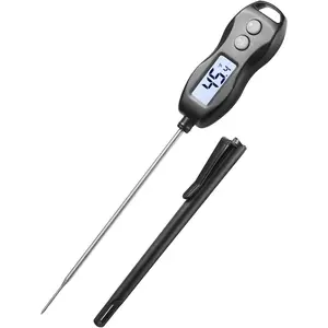 Digital Instant Read Meat Thermometer with Backlight Waterproof Food Thermometer for Cooking BBQ Grilling Steak Bread Baking Turkey Candy Oil Liquid Black