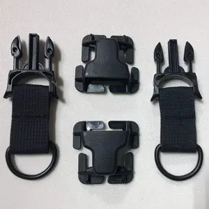 MOLLE Attachments by Bartact - PALS/MOLLE Powdercoated Steel D-Ring w/ Every Which Way Quick Side Release Buckle Kit (pair of 2)