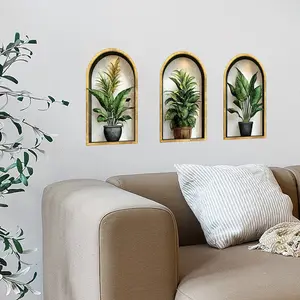 A set (20*30cm*3pcs) of green plant wall stickers, self-adhesive style, suitable for smooth and flat tile surfaces B20097-NC Decorative wall sticker