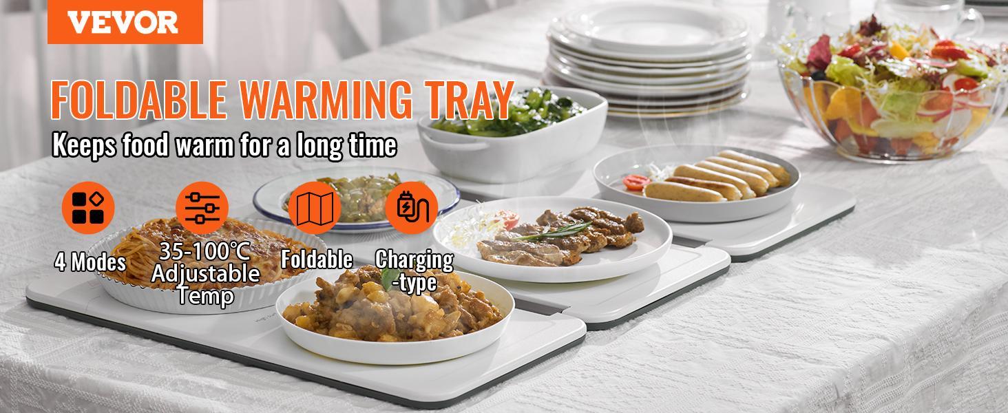 VEVOR Electric Warming Tray, TikTokShopBlackFriday, 16.5" x 23.6" Portable Tempered Glass Heating Tray with Temperature Control (65-90℃), Perfect for Dinner, Catering, House, Parties, Events, Entertaining and Holiday, Black