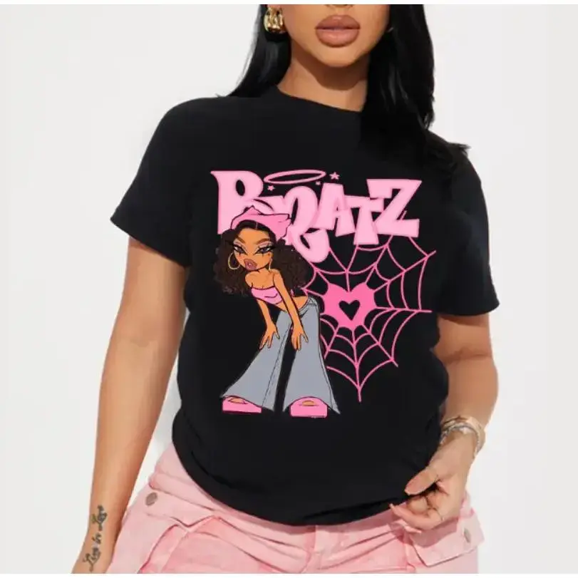 BRATZ Doll T-Shirt - Comes in Red or Black on Blk or White Shirt Short sleeve Casual T shirt graphic Cute  Comfortable Summer  Top