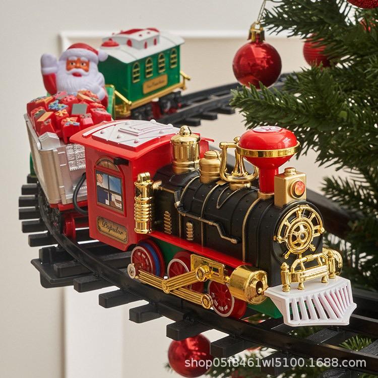 Christmas Electric Train Hanging Sound & Light Small Locomotive Xmas Tree Track Train Christmas Gift