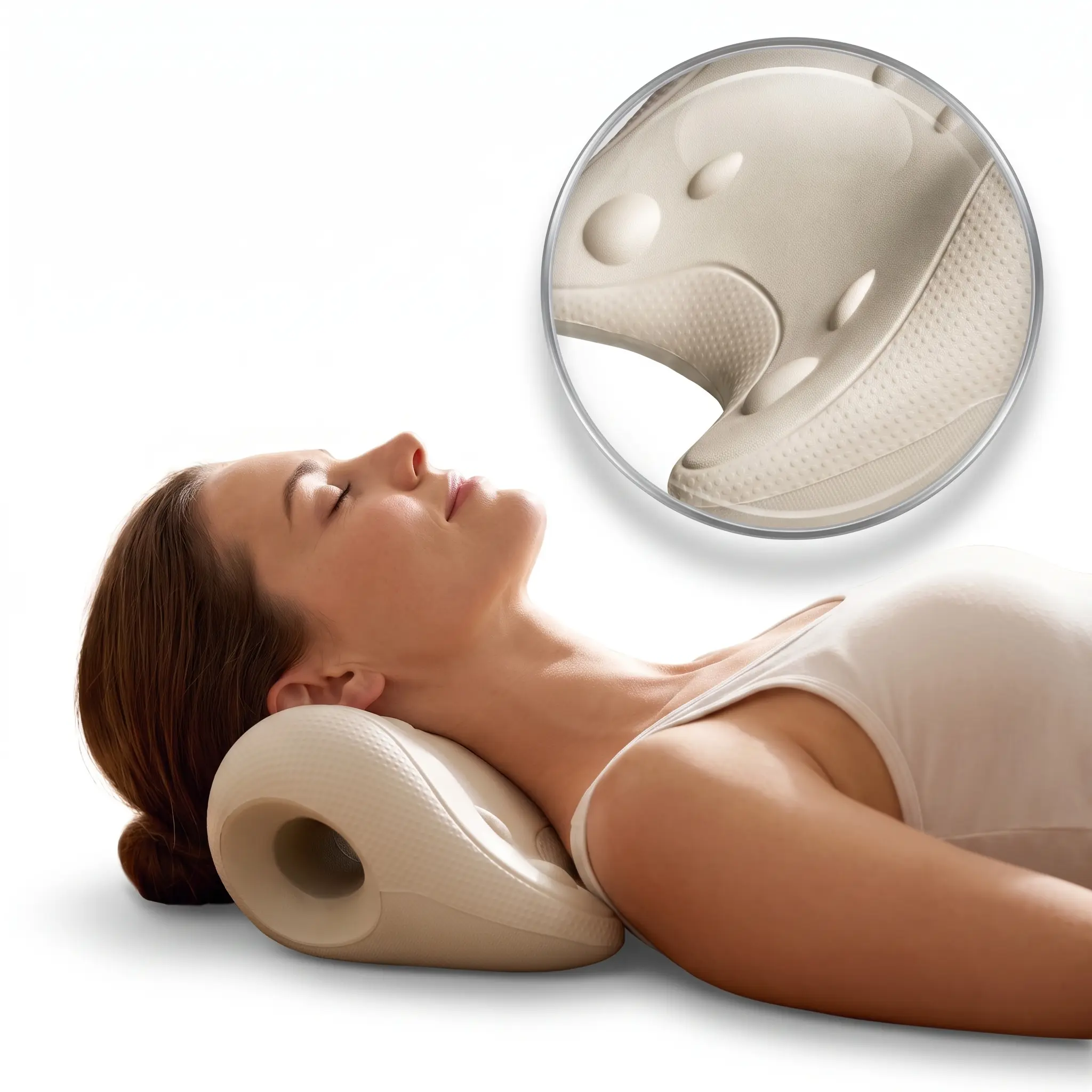 Ergonomic Cervical Traction Neck Pillow, Cooling Orthopedic Neck Support Cushion for Summer Office Nap, Relieve Neck Shoulder Stiff Pain, Portable Cervical Alignment Relax Pillow for Daily Sleep Self-Care