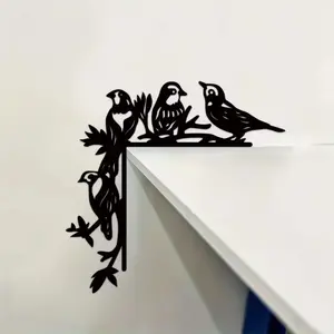 1pc Metal Four Birds Wall Stickers – Decorative Door Corner & Frame Art, Elegant Wall Decor for Stylish Corner Accents.Festival Statue Decorations