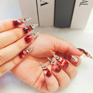 Jmnails Short Dragon and cat Claw Nails 1.0-1.3inches 10 Pcs Handmade Acrylic Press On Nails Art with Rhinestone Glue Glitter Glue and Extra Party Luxury Fashion Nailcare Shimmer