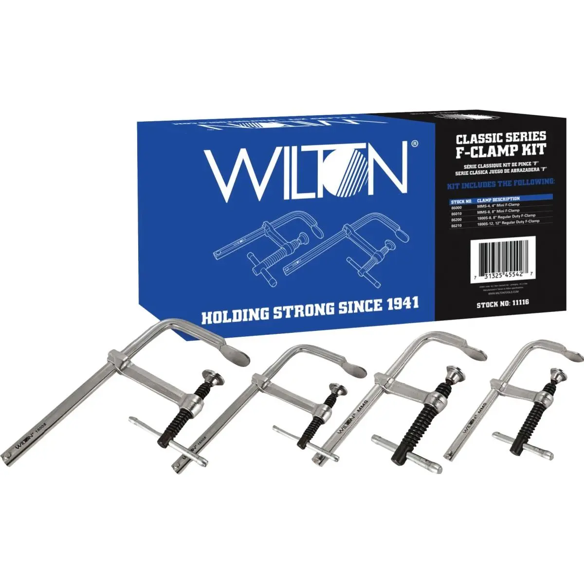 Wilton WIL-11116 Classic Series Mini F-Clamp Kit, Black Oxide Spindle, Drop Forged Arm, Just a Couple lbs Each