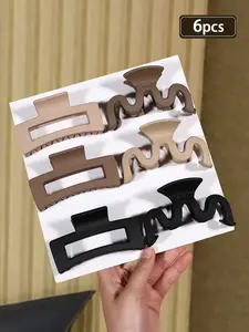 6pcs matte hollow rectangular wave hair clip-casual and comfortable large hair claw set, exquisite lady gift hair clip for daily parties or friends, stylish and durable plastic non-slip hair clip