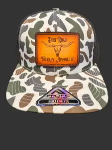 Longhorn leather patch camo SnapBack