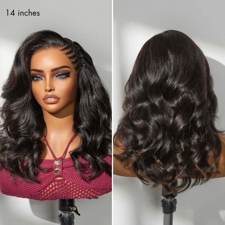 LUVME Readitress Side Braided Yaki Body Wave Glueless Ear-to-ear 13x6 Frontal HD Lace Wig Human Hair Flexi-Fit Drawstring Cap