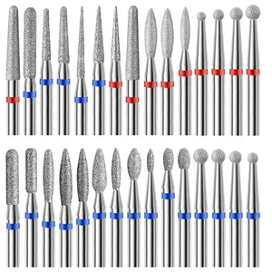 30Pcs Pedicure Care Diamond Nail Drill Bits, Professional Safety Cuticle Nail Drill Bits Tool for Electric Manicure & Pedicure Diamond Cuticle Drill Bits for Electric Nail File