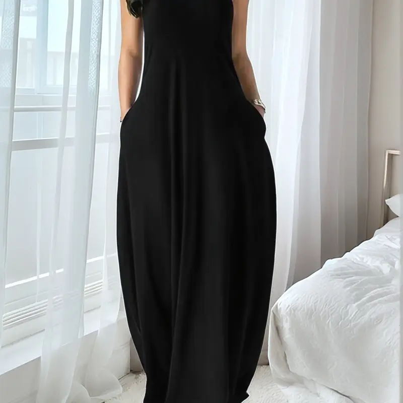 Women's Ultra-Long Leopard Print Fitted Dress, Round Neck Spaghetti Strap Sleeveless Pocket Sleepwear Nighty Dress, Soft Casual Basic Everyday Loungewear Home Wear Sleepwear Dresses for All Seasons Womenswear