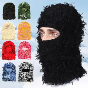 TikTokShopBlackFriday Winter Warm Solid Balaclava Mask - Windproof Full Face Knit Headgear for Skiing Hiking Outdoor Sports & Party Use Cold Weather Protection Solid Color Ski Mask, Thermal Ski Mask, Knitted Balaclava, Christmas Gifts