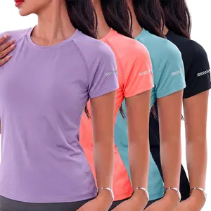 4-piece set women’s black crew-neck short-sleeve T-shirts, moisture-wicking, quick-drying, sporty casual style, perfect for running, training, fitness, outdoor activities, and everyday wear