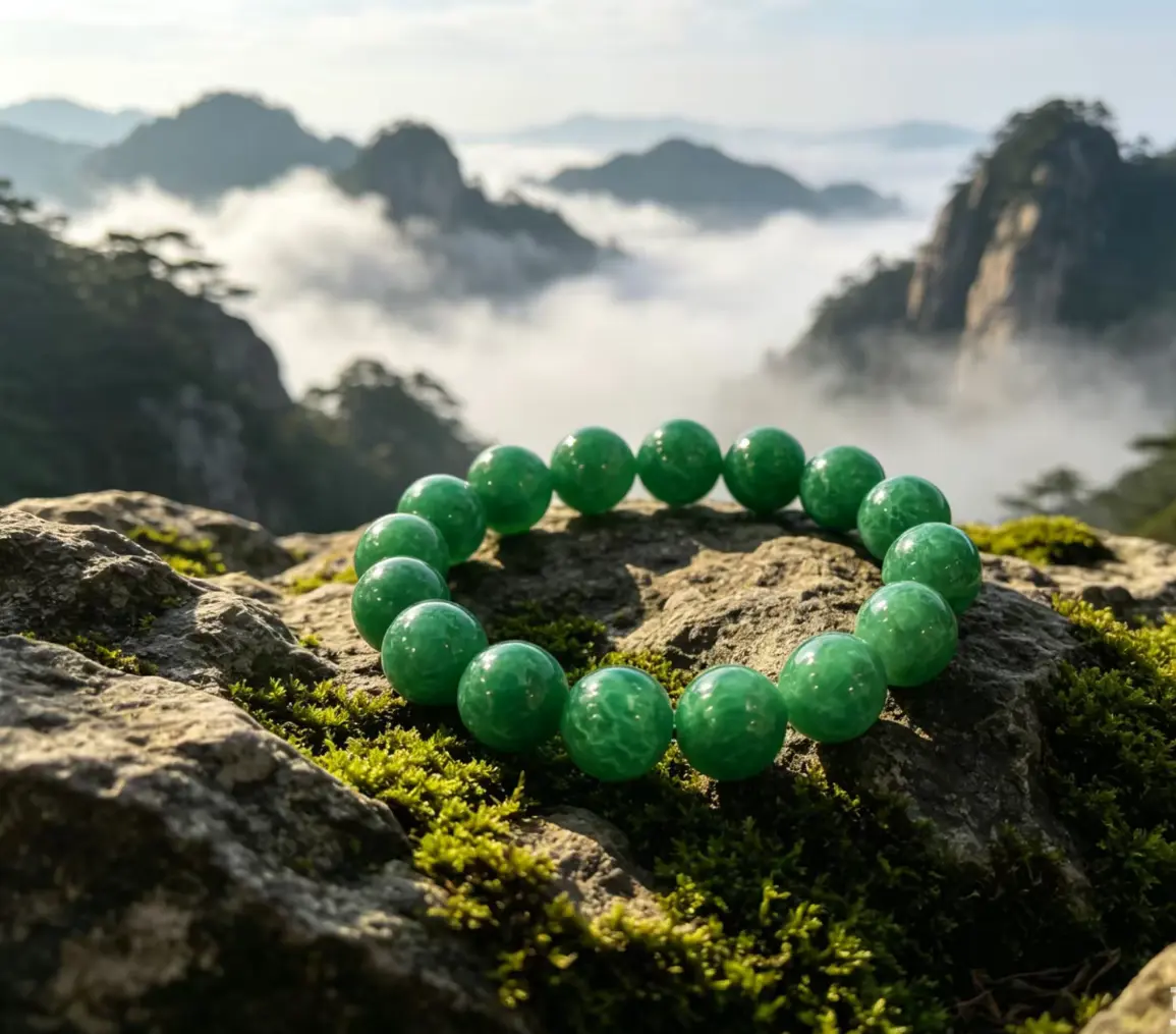 Vitality Blessing Green Natural Stone Agate Chalcedony Bangle - Costume Jewelry Agate Crystal Bracelets & Bangles for Revitalization, Growth Attraction, Taoist Life Force Balance, Attracts Growth