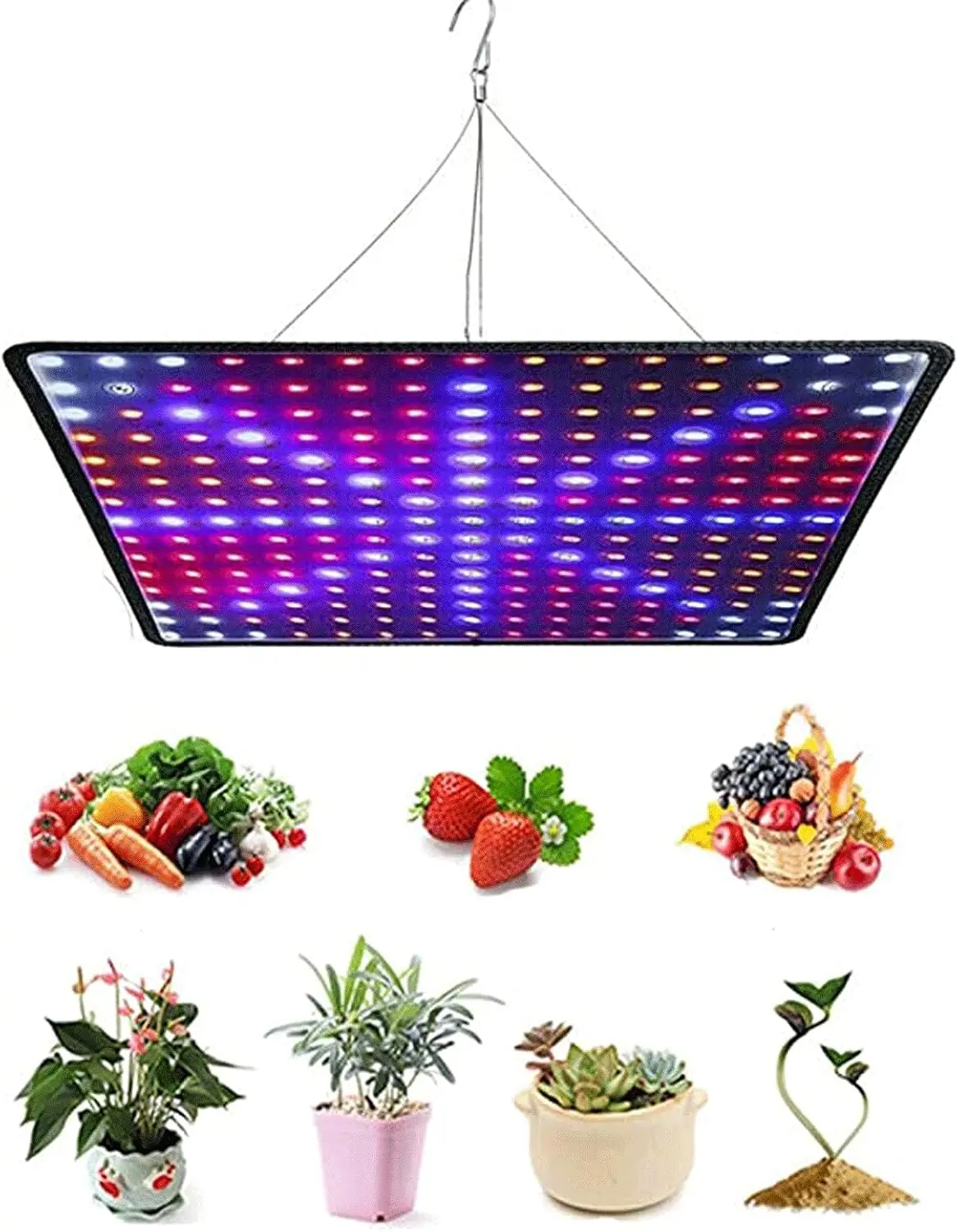 LED Grow Light for Indoor Plants - High Luminous Efficiency Plastic Growing Lamp with Full Spectrum Panel for Seedlings, Succulents, Growing Lights