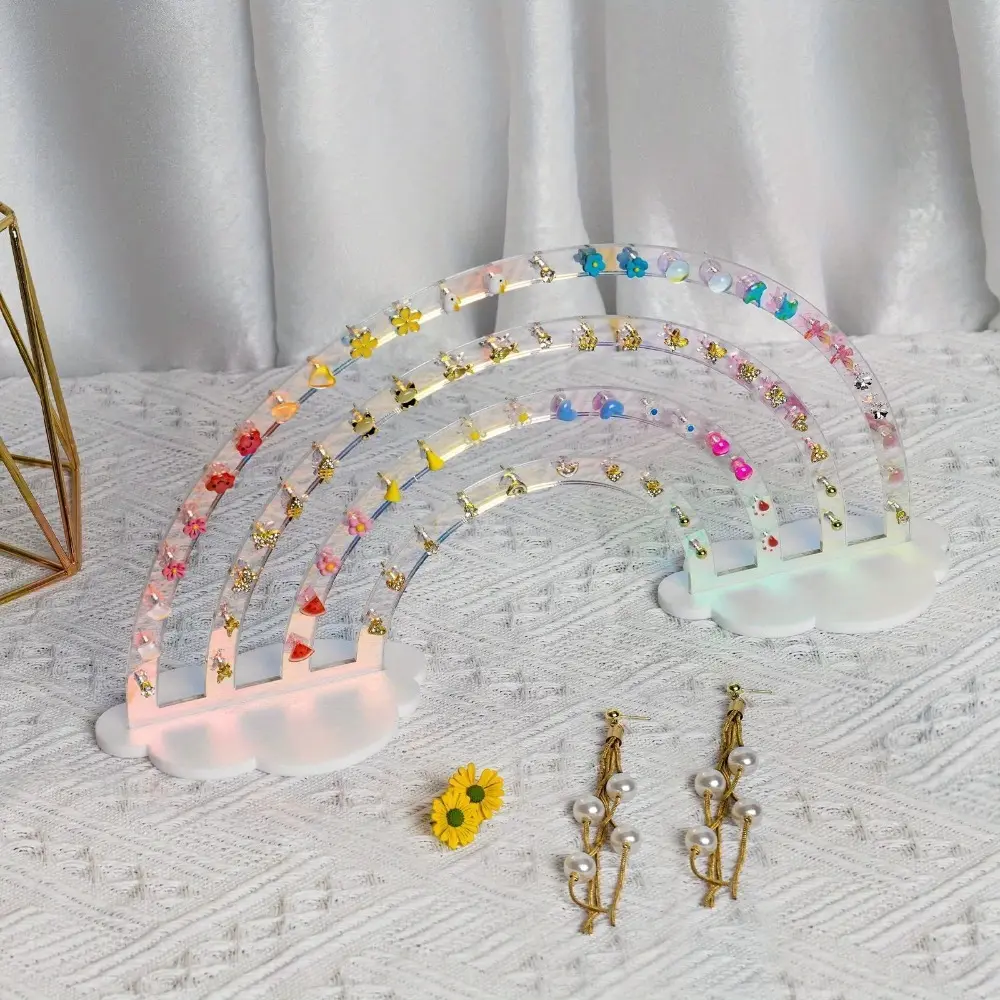 Colorful earring rack-transparent acrylic jewelry display rack with hooks, which is very suitable for placing earrings and earrings.