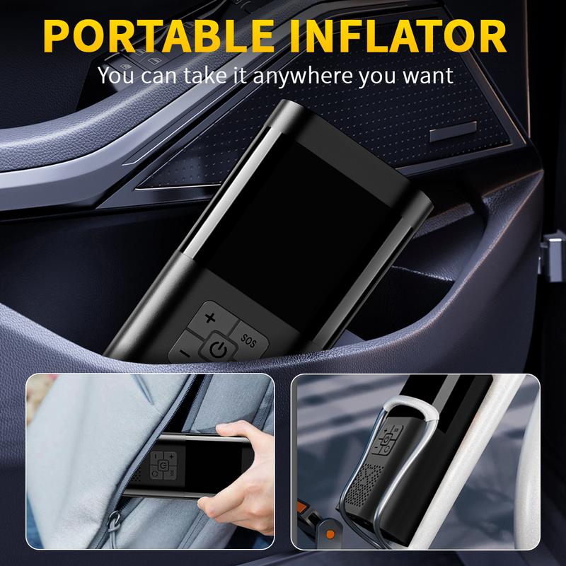 Portable Tire Inflator Air Compressor, Tire Inflator Tool,150psi Car Tyre Pump, LCD Pressure Display, Fast One-Button Smart Wireless Pump