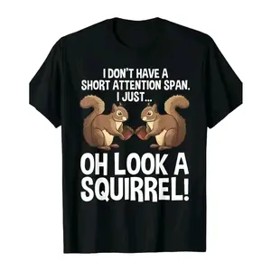 Funny Chipmunk Graphic Short-Sleeve Round Neck T-Shirt, Casual Loose Fit Top for ADHD Squirrel Lovers, Comfortable Casual Streetwear Sports Top for Men and Women,summervibes