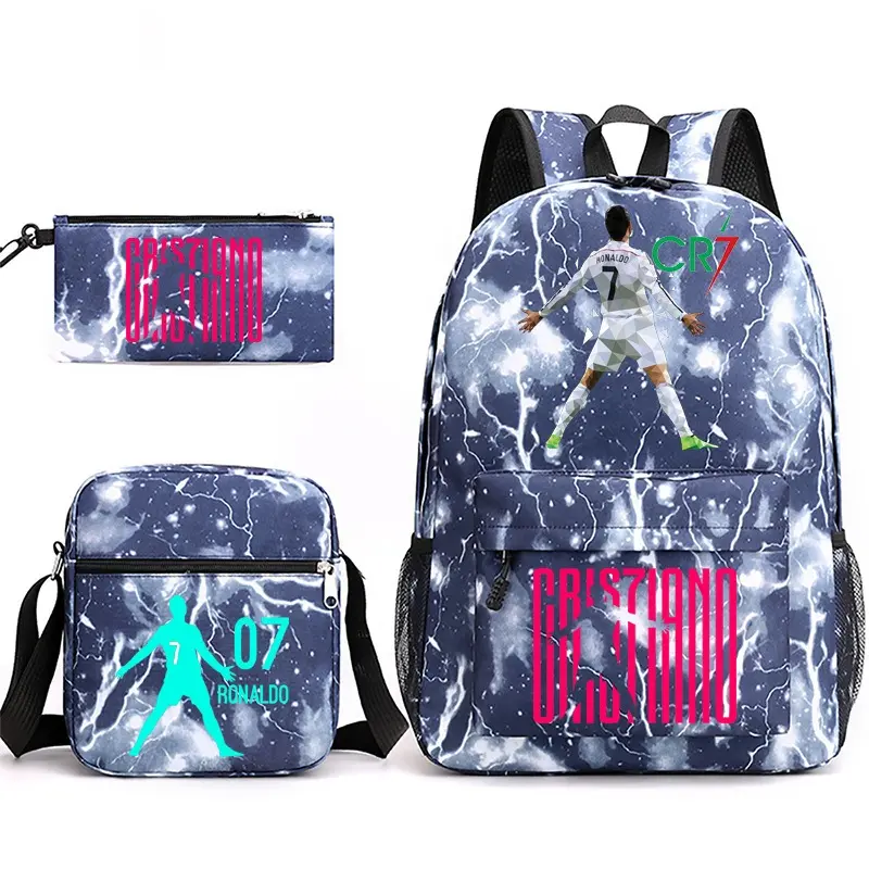 Soccer Backpack Player #7 Ronaldo CR7 3 Anime Backpack for Women Men cTeens, Day Packs Knapsacks Casual Backpacks Gift for Gym Travel Camping Outdoor Work Business