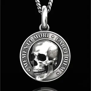 2024 Men's  Women's Vintage Halloween Memento Mori Skull Pendant Necklace