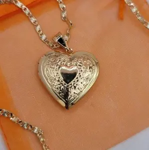 LOCKET heart necklace regular style Gold-plated 24"inches