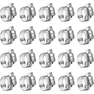 20 Pack 3/4'' - 1-1/8'' (19-29mm) Stainless Steel Hose Clamp Adjustable Worm Gear Hose Clamp,Adjustable Worm Gear Pipe Fuel Line Hose Clamps Heavy Duty for Plumbing