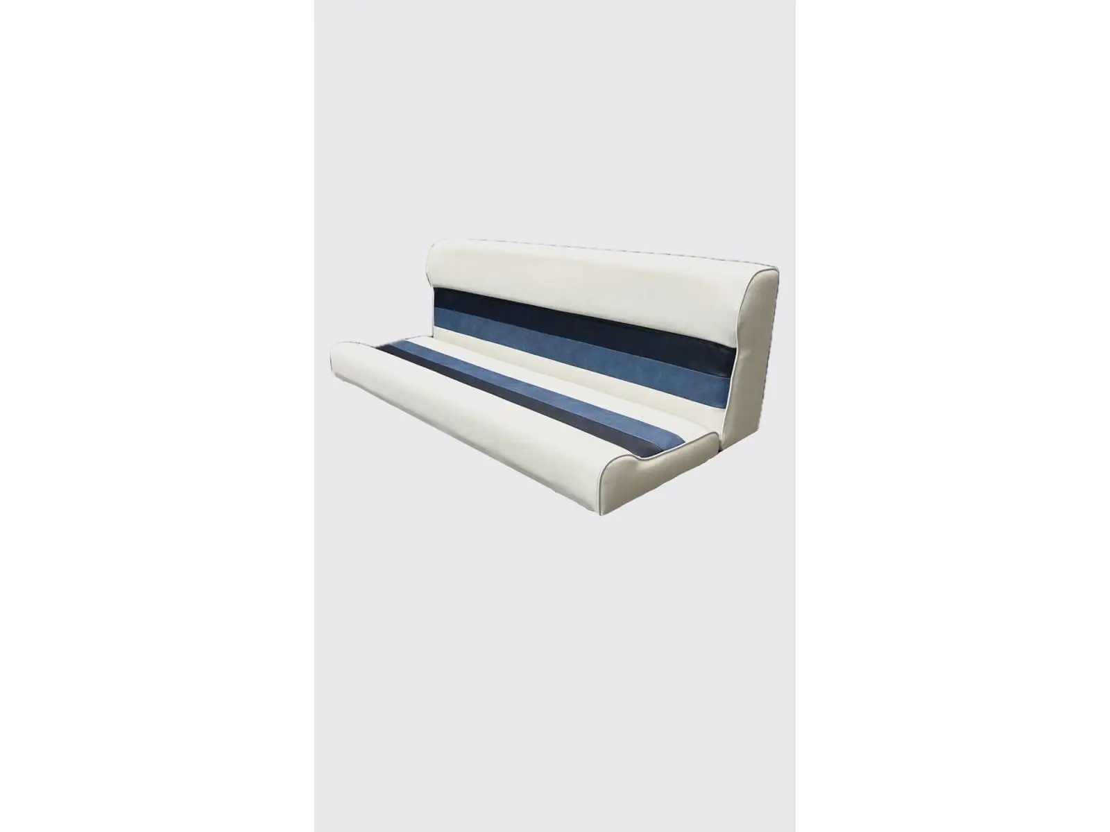 Horizon 3012-AADK 55 in. Premium Series Durable Pontoon Bench Seat Cushion Set - Fade Resistant, Scratch Resistant, Suitable for Marine Environment, White, Navy & Blue