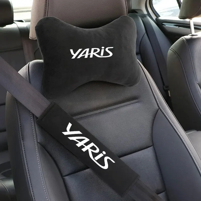 New Fashion Car Automotive Seat Belt Protect Shoulder Pads Cervical Spine Headrest Neck Pillow For Toyota YARIS Logo YARIS GR Accessories