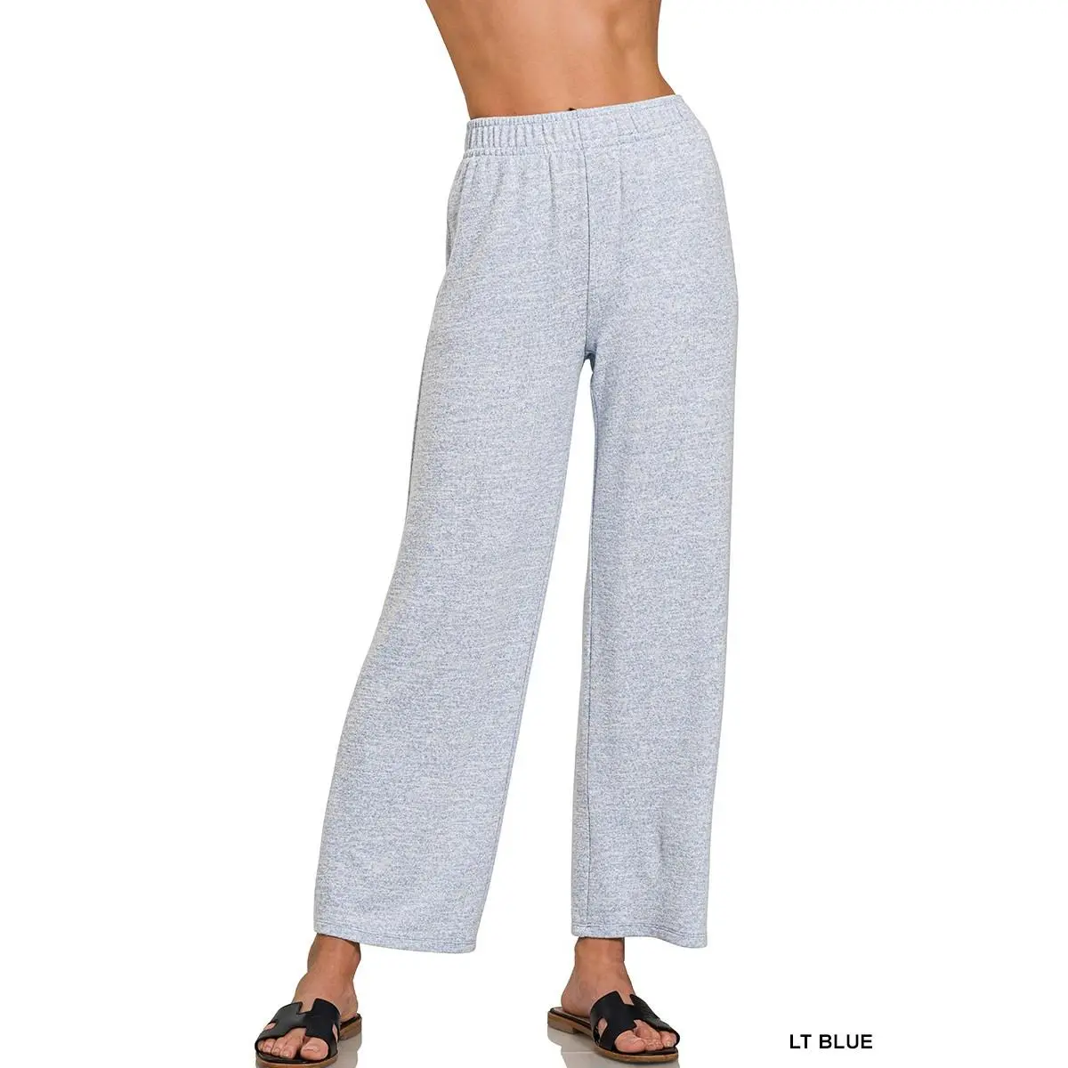 Zenana Soft Melange Hacci Elastic Waistband Lounge Pants
