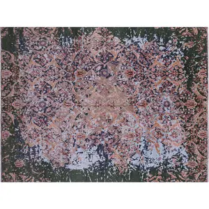 SUPER SALE Green 8' 0" X 10' 6" Modern Hand-Knotted Wool & Silk Rug - Q11810