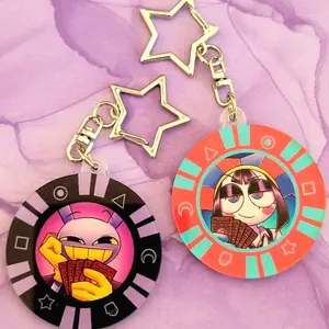 2 Ops Wanna Bet? Jax & Pomni Acrylic Keychains, The Amazing Digital Circus Bag Charms